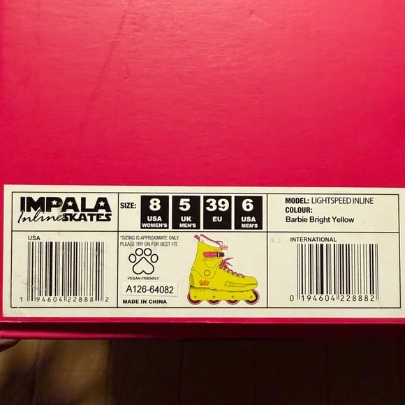 Impala Barbie Neon Yellow and Pink Roller Skates Size 8 - Picture 5 of 5